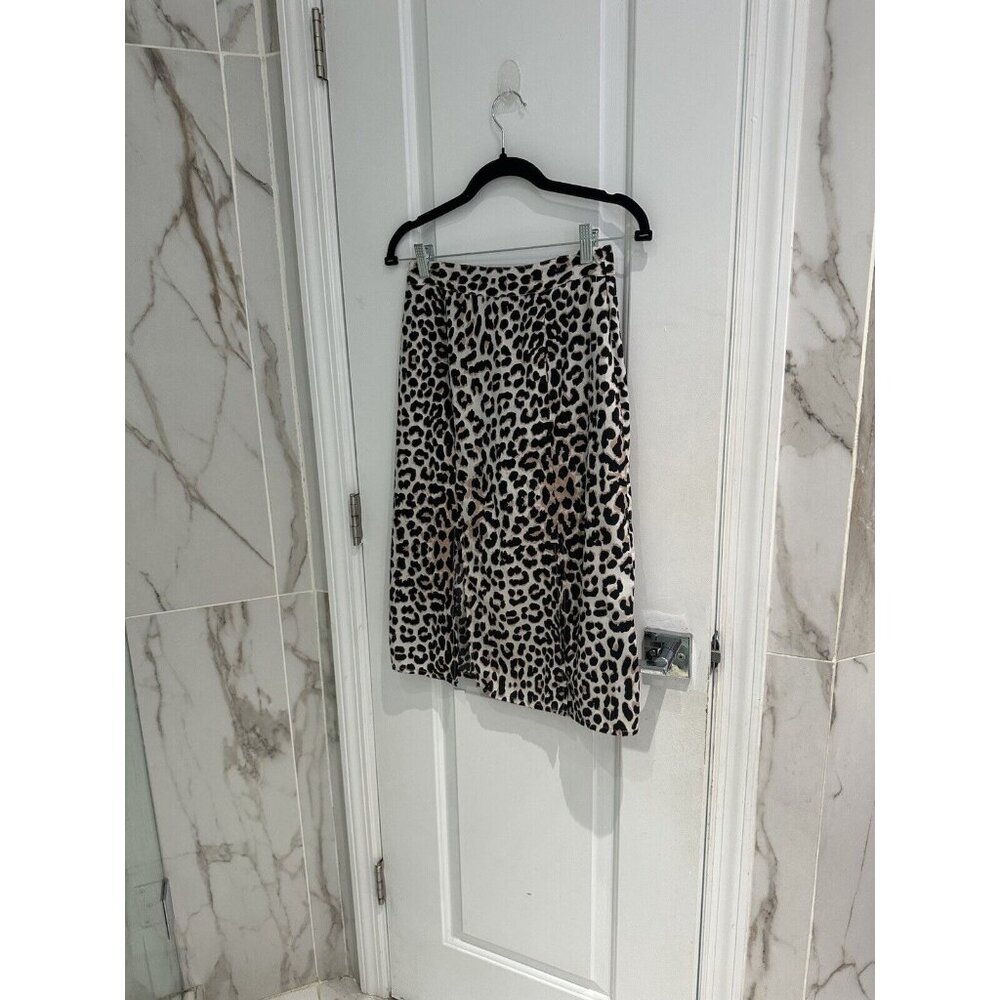 Influence Women’s Leopard Print Black Cream Double Slit Pencil Skirt Size 8